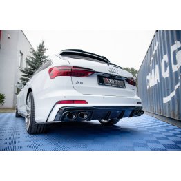 Диффузор заднего бампера с имитацией насадок на Audi A6 C8 S-Line